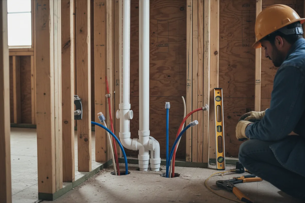 Drain and supply rough-in during Leak Detection in Brookdale