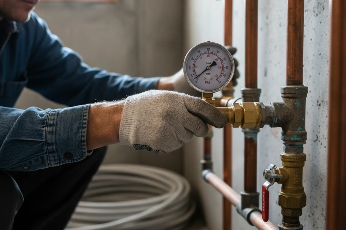 Pressure testing a repaired line during Water Line Repair in Brookdale
